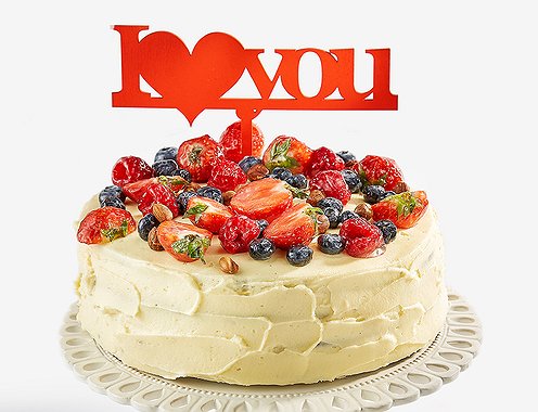 торт "I LOVE U" - red topper style