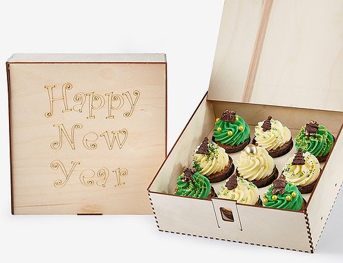 Новогодний набор капкейков "Chocolate New Year" XXL - Wood Box