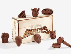 Набор шоколадок "ONLY FOR HEROES" - 9 шт. - "Wood Box"
