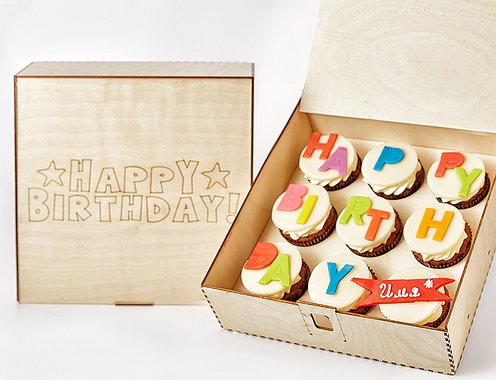 Капкейки "Happy Birthday" - Wood Box