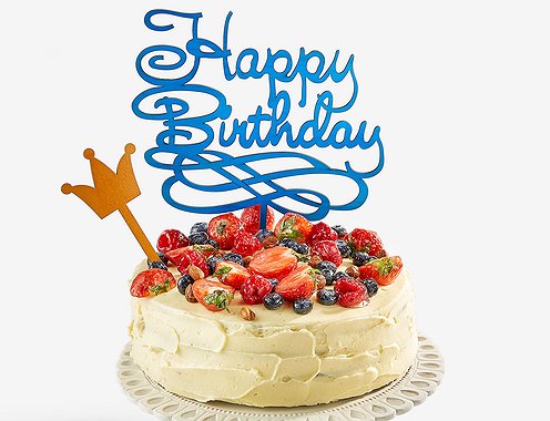 торт "Happy Birthday" - blue topper style